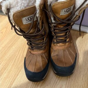 UGG Tan and Black Lace-Up Boots